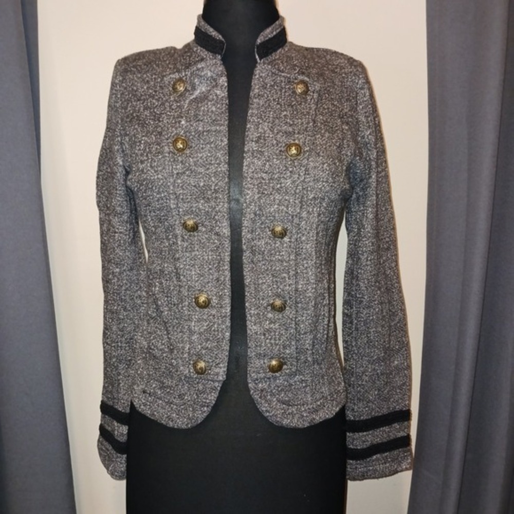 Tommy Hilfiger Double Breasted Classic Military Band Style Jacket Gray S/P